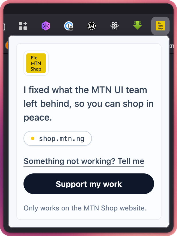 Browser Extension to Fix MTN Shop